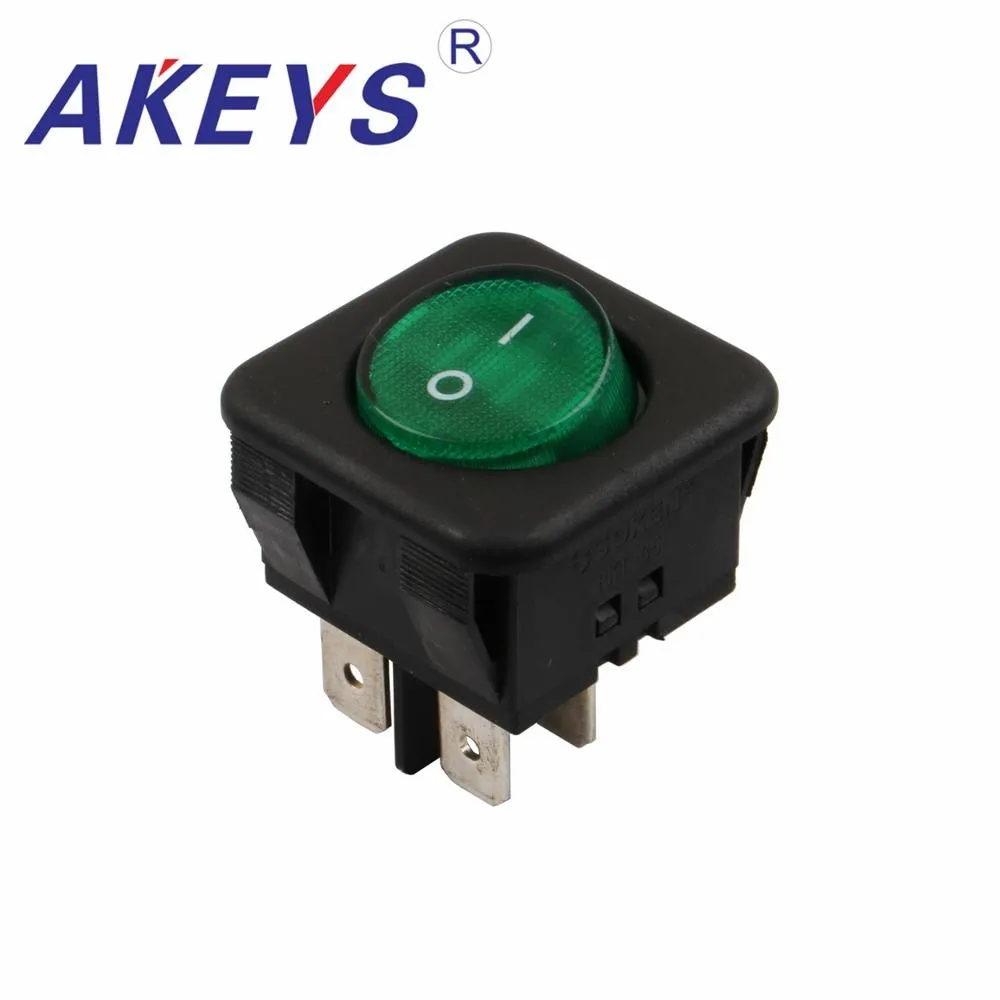 

2PCS KCD4-204-4P 6pins 2nd gear 30*30mm rocker switch with green light