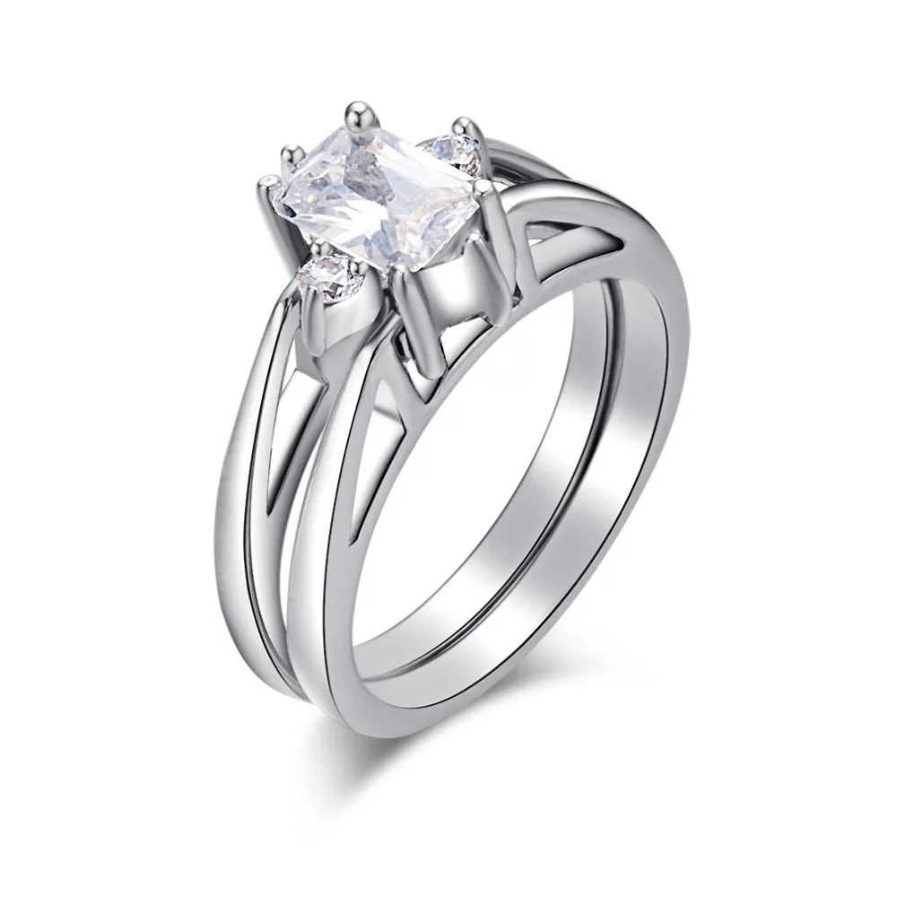

Anniversary Party Accessories Unique Design Two Sides Geometric & Flower Shape Ring for Women Cubic Zirconia Ring Trendy Jewelry
