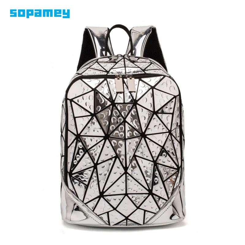Модный женский рюкзак, светящийся геометрический плед, мужские рюкзаки для девочек-подростков, сумка-рюкзак, голографический рюкзак, школьный рюкзак Mochila