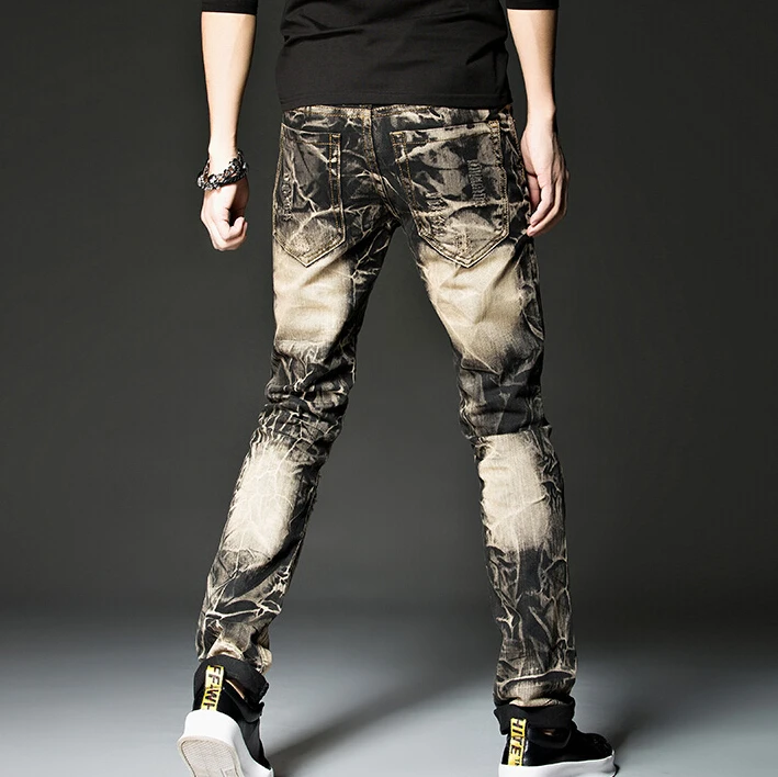 Мужские джинсы с индивидуальными вышитые джинсы дизайн брюки Мужская мода B78