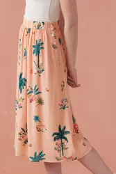 Женская юбка с кокосовыми рощами, остров серенады, ретро длинная юбка с пуговицами по бокам