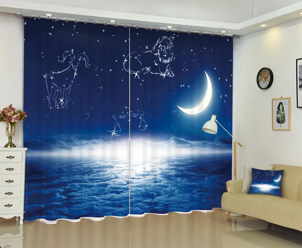 3D Creative Starry Sky Picture Window Curtain For Bedding Roomin