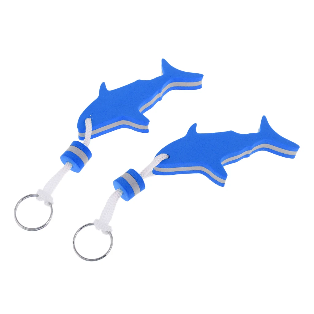 2 Pieces Shark Shaped EVA Foam Floating Keychain Yachting Sailing Swim Surf Boat Fishing Keyring Water Key Float - Choose Colors