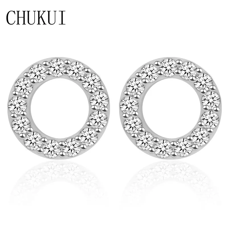 

CHUKUI Korean Silver 925 Jewelry Women Accessories Crystal Silver Earrings Studs Circle Ear Rings Female Oorbellen Trending