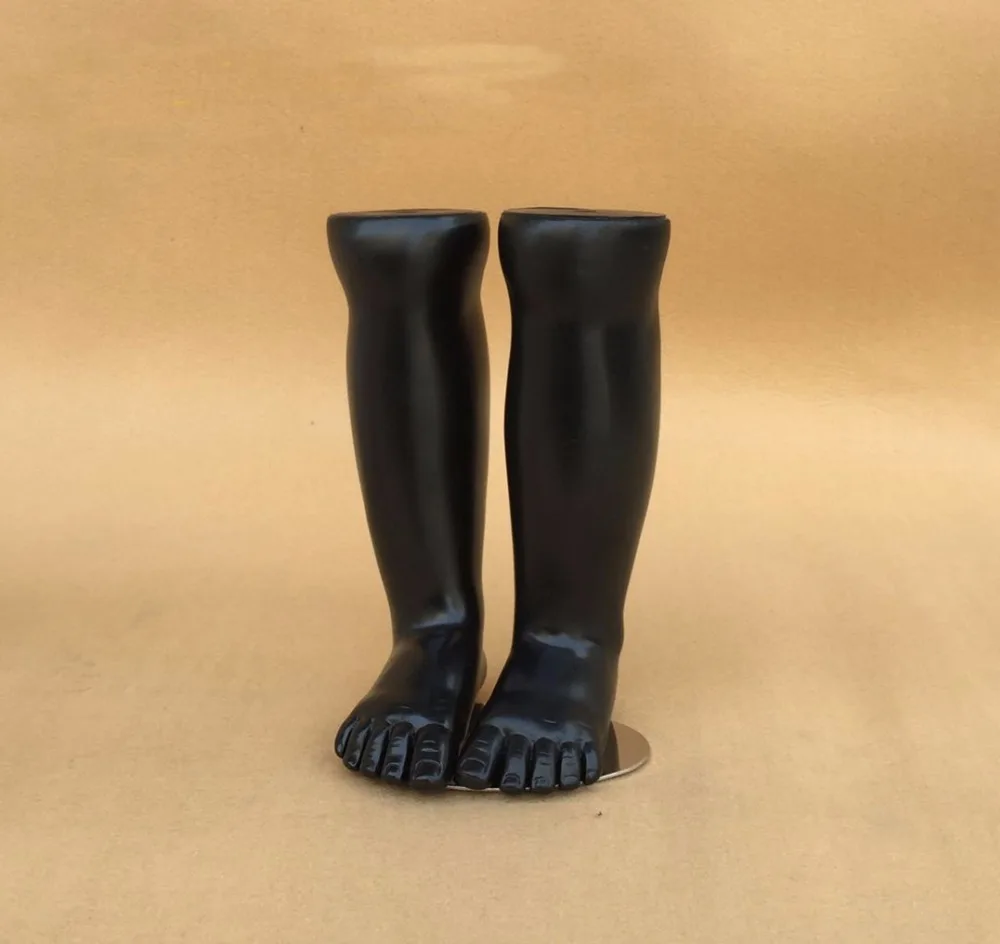 

New1pair Kids Mannequin Dummy Length Display Socks Tool Plastic Children Torso Long Foot Five Open Foot With Magnets Black Color