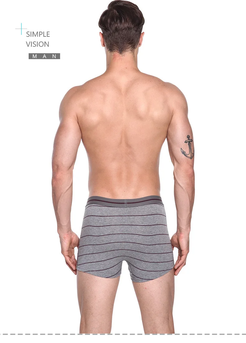 2020 Fashion Men's Stripe Boxers Sexy Full Cotton Lengthen Straight Angle Pants Motion OPENING Design Wear Underpant men's briefs