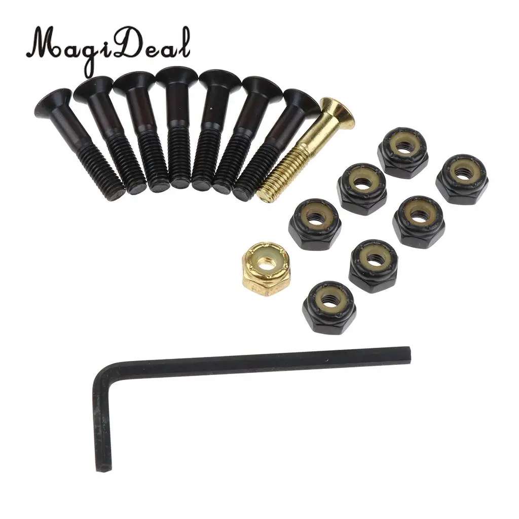 MagiDeal 8pcs Replacement Skateboard Truck Hardware Set Longboard Screws Bolts with Wrench
