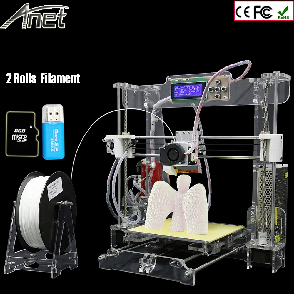 

Anet A8 3d-printer High Precision Reprap 2004LCD Acquired DIY 3D Printer Kit With 2Rolls Filament+8GB SD card and LCD Free