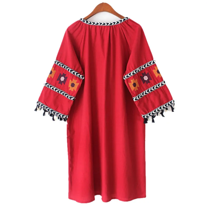 Boho Тяжелая вышивка хлопчатобумажное платье женские Весна осень 2018 корейская