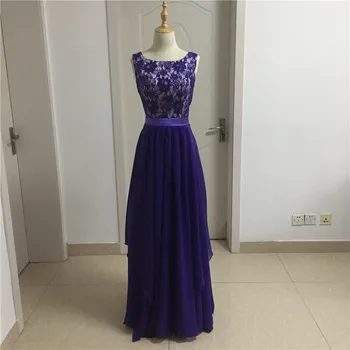 

Elegant Chiffon Long Bridesmaid Dresses For Women 2019 Top Lace Scoop Neck Cheap Under 100 Maid Of Honor Dress Party Real Photos
