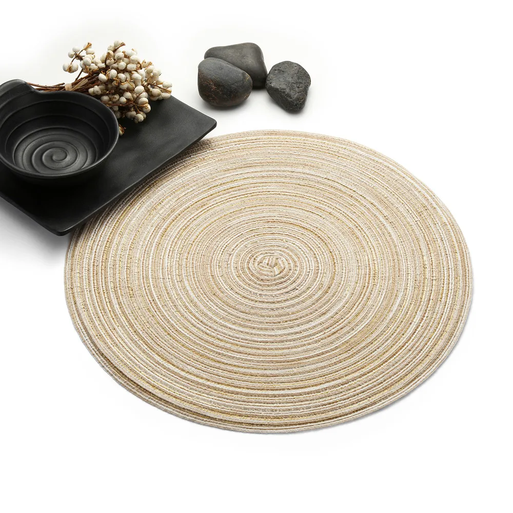 

Round Design Kitchen Dinner Table Linen Non Slip Table Mat Insulation Pad Solid Placemat for dining table Placemats#P6