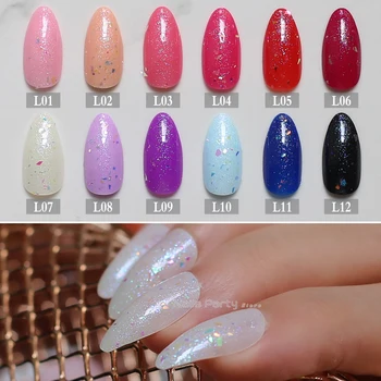 

24pcs pink glitter stiletto nails Hologram black medium Nude fake nails Beige Flash film nature False nails Full Nail blue