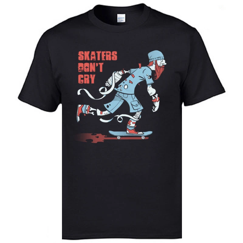 Skaters dont cry 100% Cotton Men's Short Sleeve Tops T Shirt Casual Summer/Autumn T Shirts Casual T-Shirt Designer Round Neck Skaters dont cry black