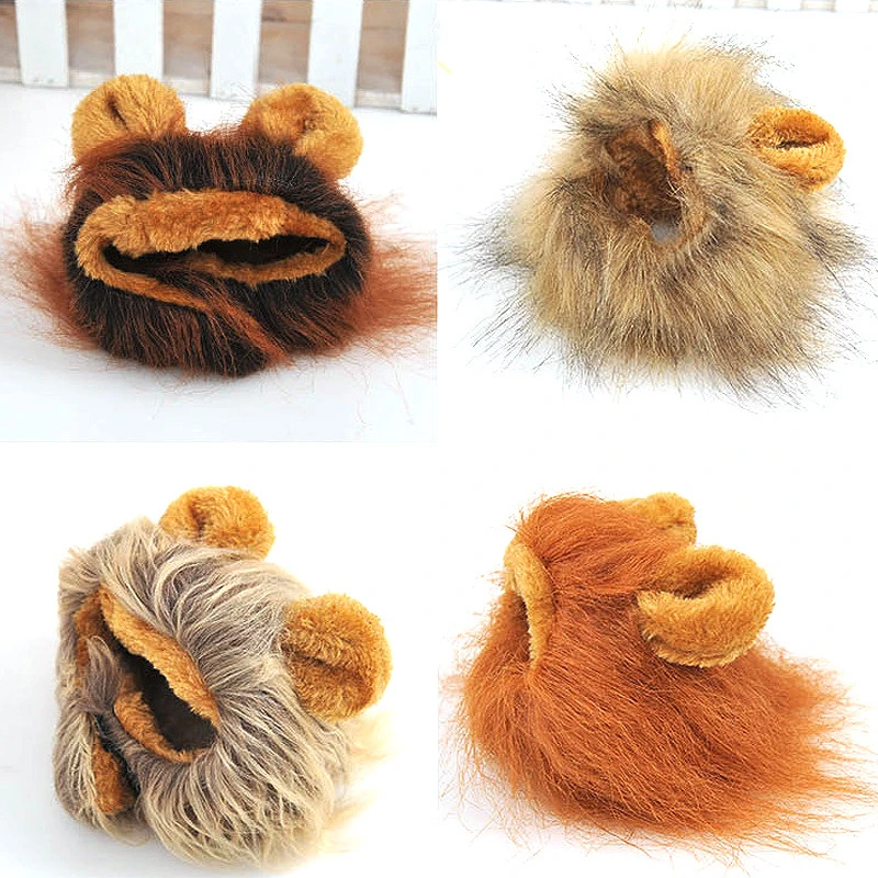 Happierpets Хэллоуин Горячая Забавный Pet Hat костюм Лев Мане Cat парик небольшой Товары