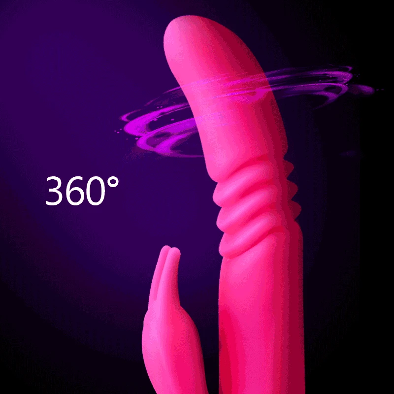Heating Telescopic Rabbit Vibrator Rotating 12 mode font b Dildo b font Vibrator G Spot Clitoris