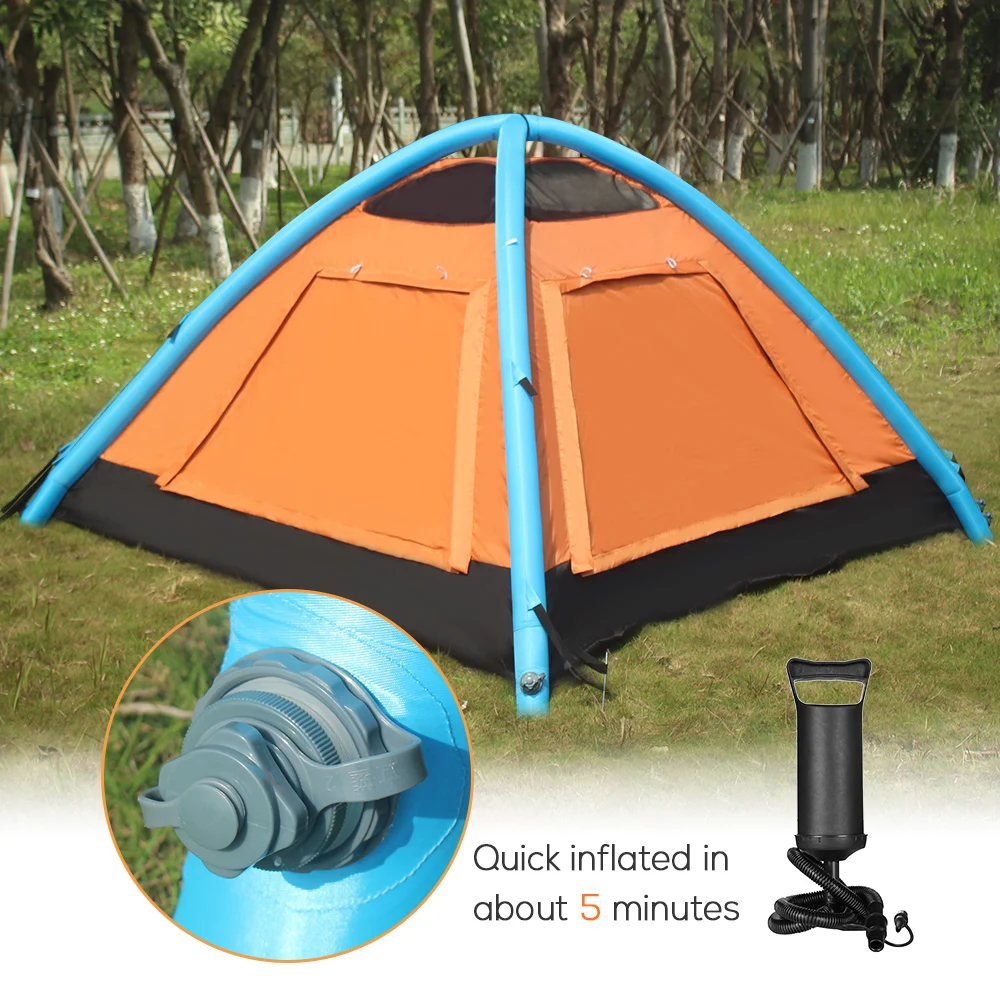 

Outdoor Camping Mosquito Mesh Tent Breathable Tent 2-3 People Inflating Tent for Beach Camping Traveling Hiking with Air Pump