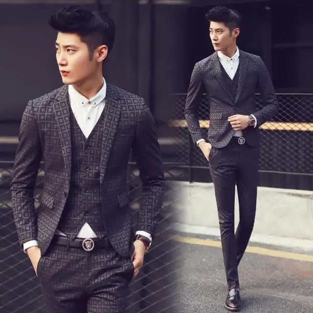 2015 new winter influx of men and Japanese men's plaid suit suit jacket
