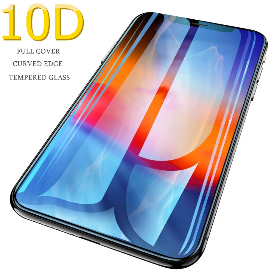 

10D Full Cover Tempered Glass For iPhone Xs Max Screen Protector On The For iPhone 6s 7 7s 8 Plus X Xr Protective Glass Film