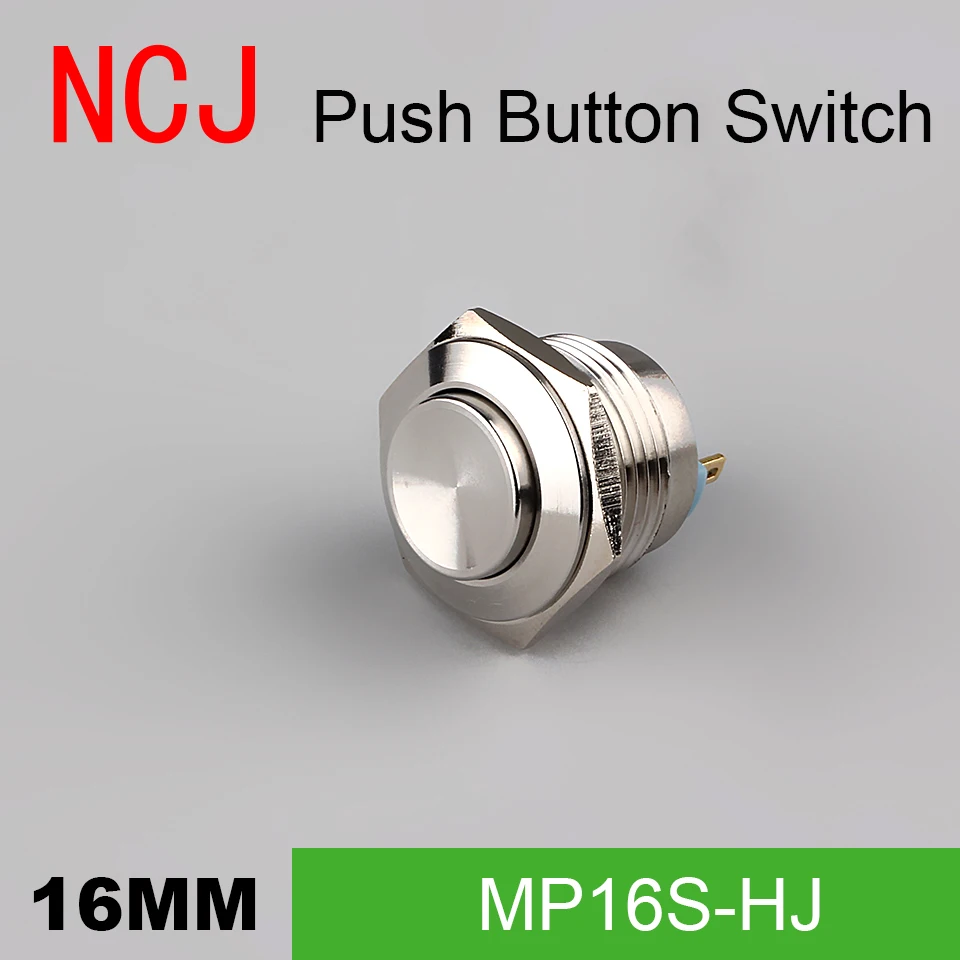 NCJ 16 мм 2pin кнопка включения металлическая переключатель IP67 мгновенный высокая