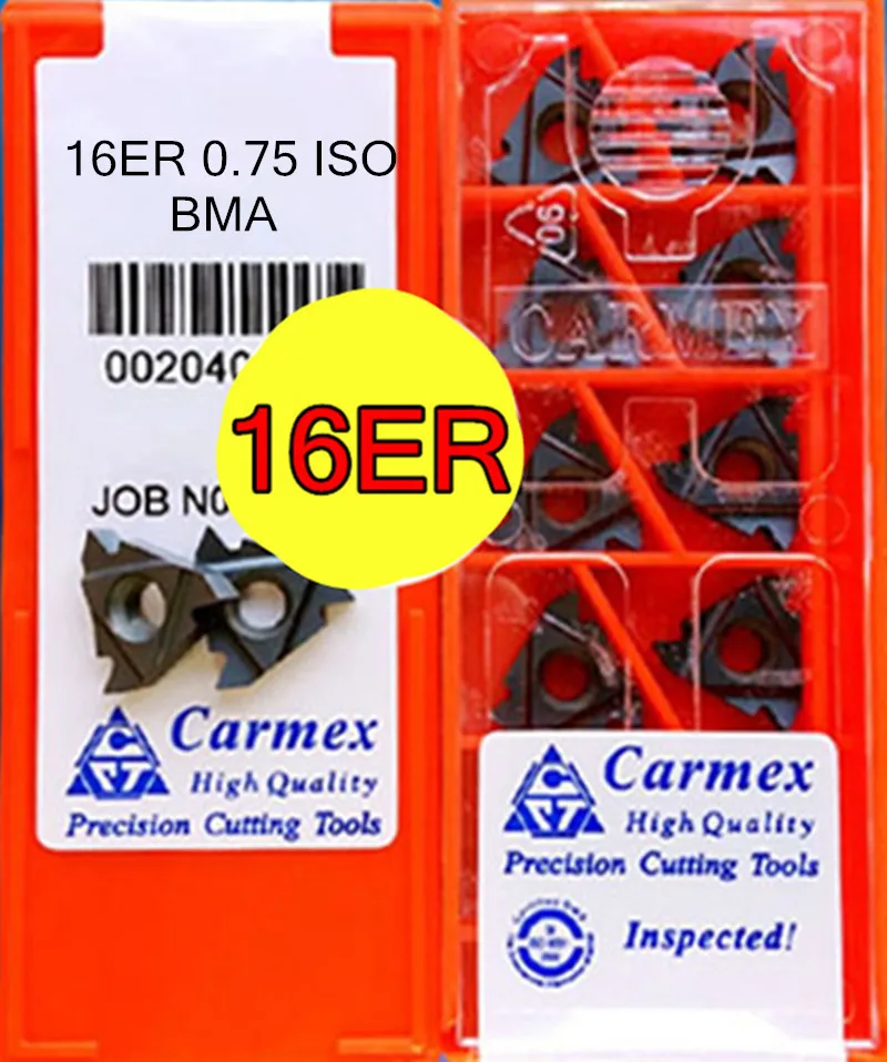 16ER 0.75 ISO BMA 10pcs/set Carmex CNC External thread carbide insert