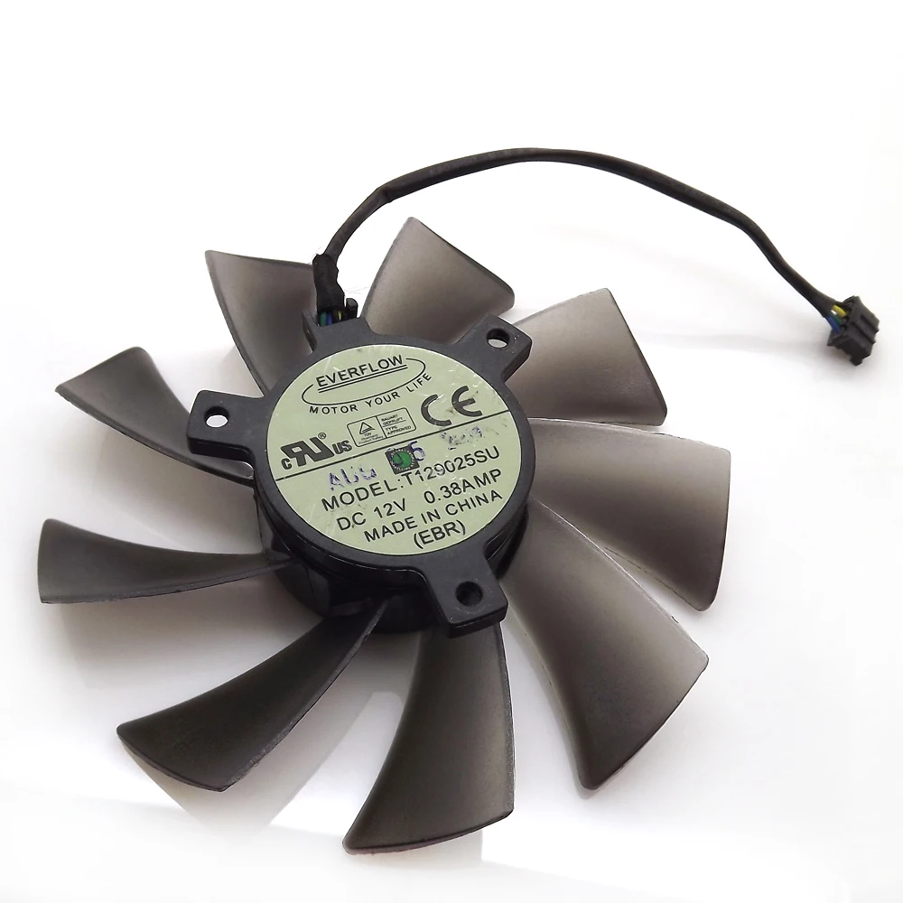 1 pcs EVERFLOW Fan T129025SU   For ASUS DC 12V 0.38A 4 Pin 