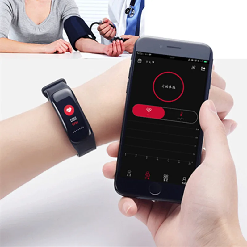 Blood Pressure Bracelet Smart Wristband Sleep Tracker Fitness Tracker Bracelet Smart Band for Mi Band 3 Gift