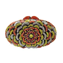 Floral Hard Case Metall Kupplung Geldbörse Braut Kupplung Taschen für Frauen Hochzeit Prom Dinner-Party Luxus Kristall Abendtaschen