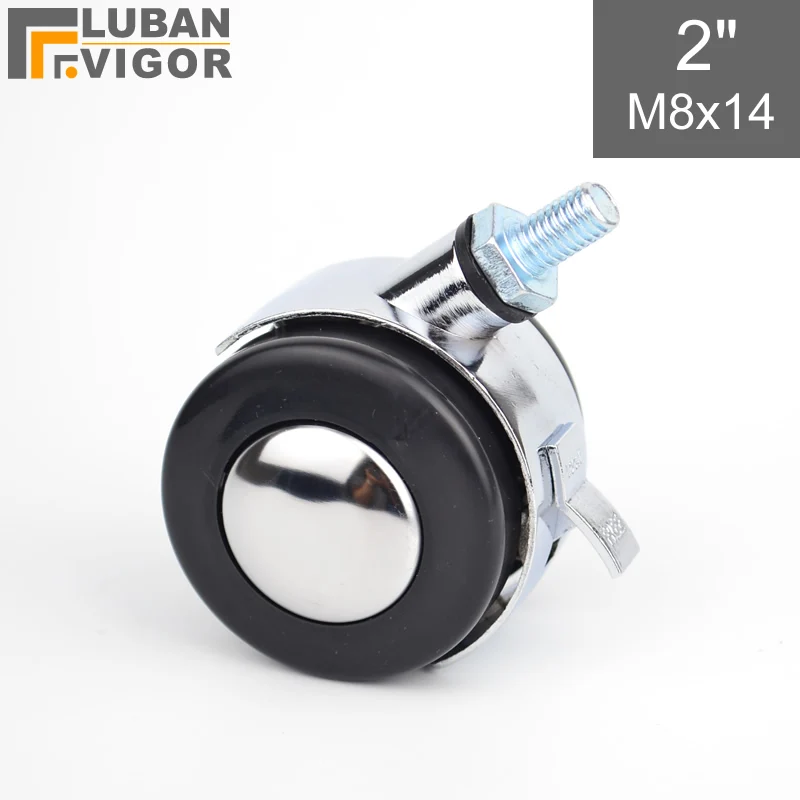 Furniture Caster, Wheel Diameter 50mm,m8x14 Threaded Rod,alloy
