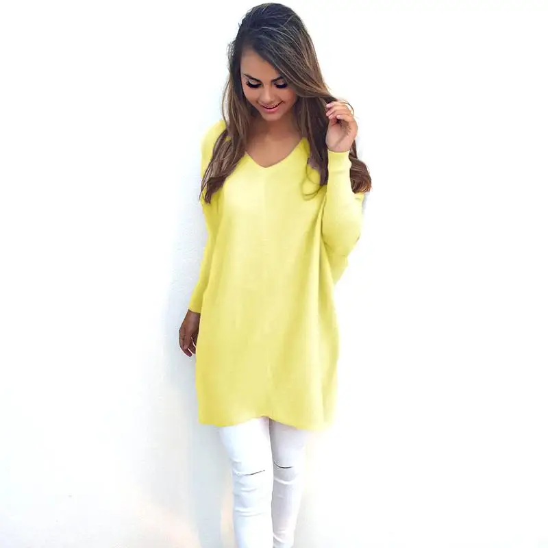2018 Autumn Winter new Fashion Sweater V-Neck Long-Sleeved Womens Sweaters Pullover Big Size cloth Sueter Mujer | Женская одежда