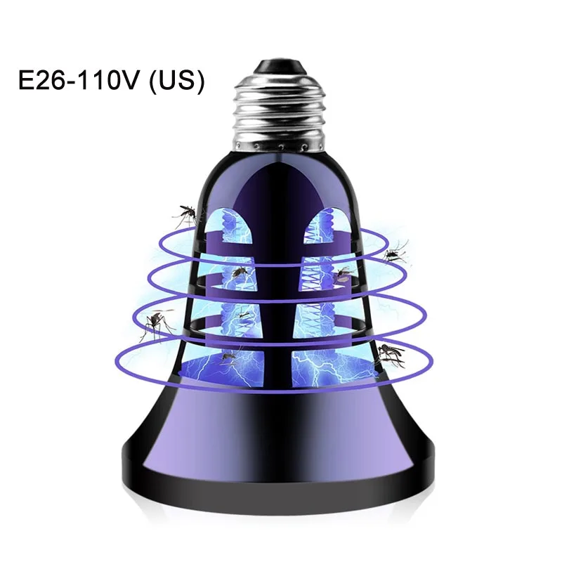 Инсектицидная лампа лампочка безызлучательной Жук ловушка для насекомых Zapper ловушка USB электрическая ловушка для комаров, ультрафиолетовая лампочка 2-в-1 светодиодный ночник - Цвет: E26-110V (US)