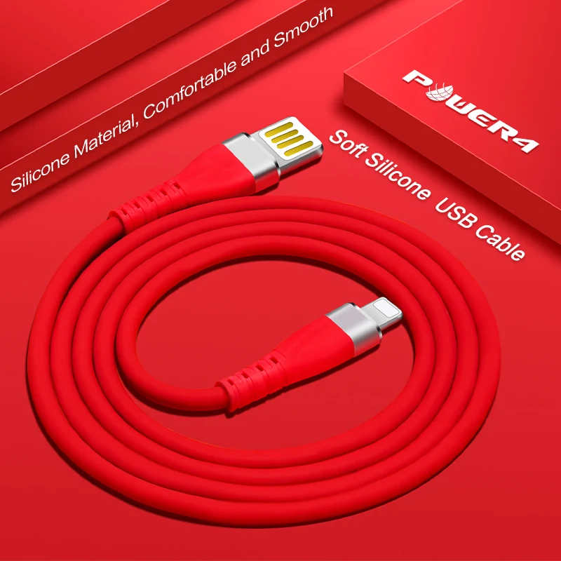 

Power4 Silicone Double USB Cable For Lightning Cable Charger For iPhone Fast Charge 2.4A Charging Cable For iPhone 6s 7