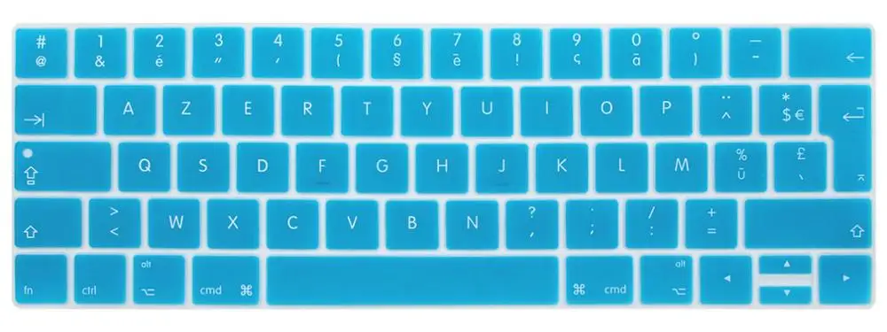 French layout EU Keyboard Cover For macbook touchbar 13"15"A1990 A1989 A1707 A1706 AZERT Laptop Keyboard Protective Film - Цвет: lake blue