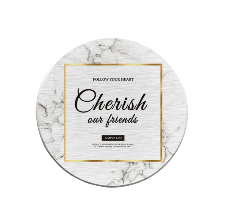 

Marble pattern diatom mud moisture-proof anti-scalding insulation round coaster for sale