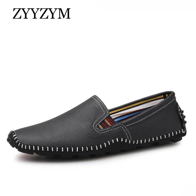 

ZYYZYM Loafers Men Shoes Spring Summer Breathable Men Light Fashion Split Leather Men Casual shoes Big Size 38-47