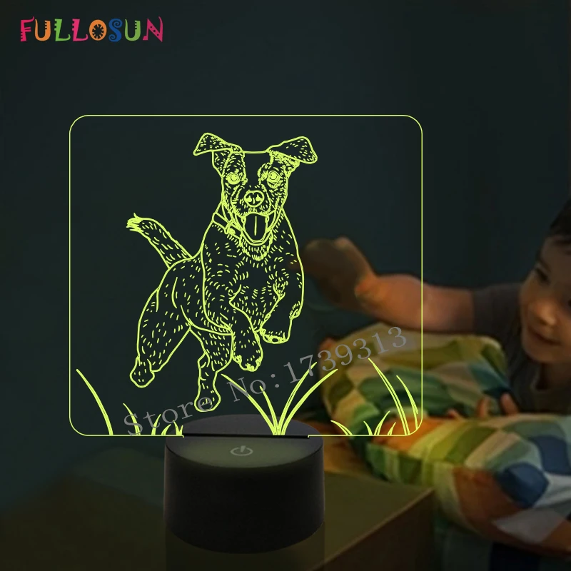 

FULLOSUN 3D LED Illusion Night Light Jack Russell Terrier Dog Lamp Kids Baby Bedroom Decora Table Lamp Support Dropshippping