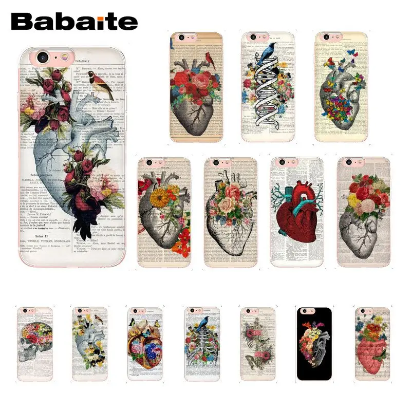 

Babaite Human Red Heart anatomy Brain DNA art book page Phone Case for iphone 11 Pro 11Pro Max 8 7 6 6S Plus X XS MAX 5 5S SE XR
