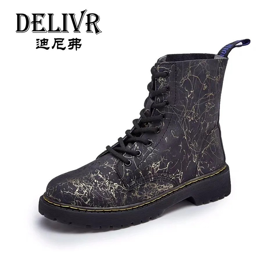 

Delivr Genuine Leather Men Boots 2019 Spring Ankle Boots Rome Punk Thick Bottom Punk High Top Work Boot Shoes Men Men's Boots