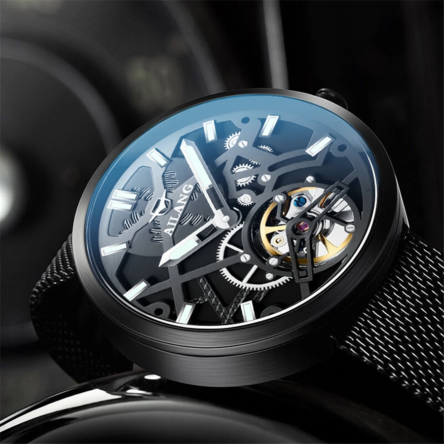 جديد ووتش الرجال الرياضة التلقائي ساعات آلية الملونة أزياء و عارضة الساعات نرى بوضوح التناظرية الذكور توربيون ساعة