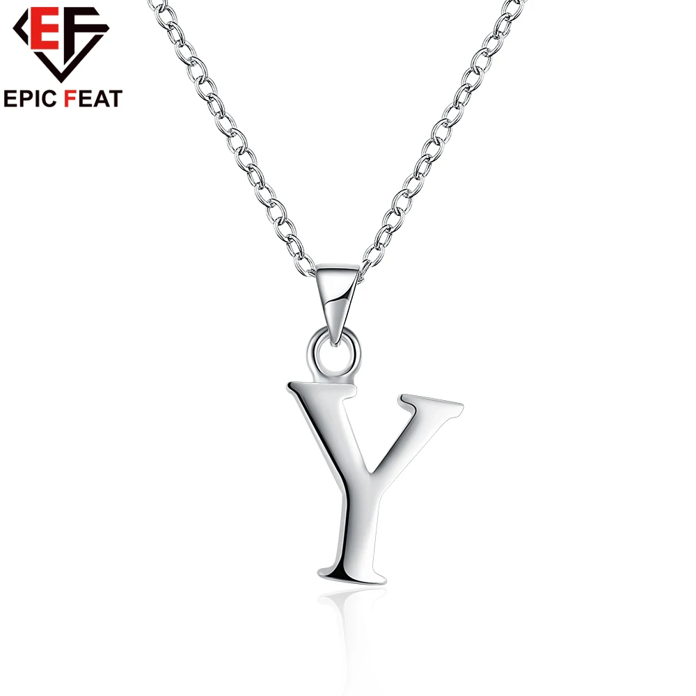EPICFEAT Simplicity English alphabet Y Silver Necklace Word letter Y