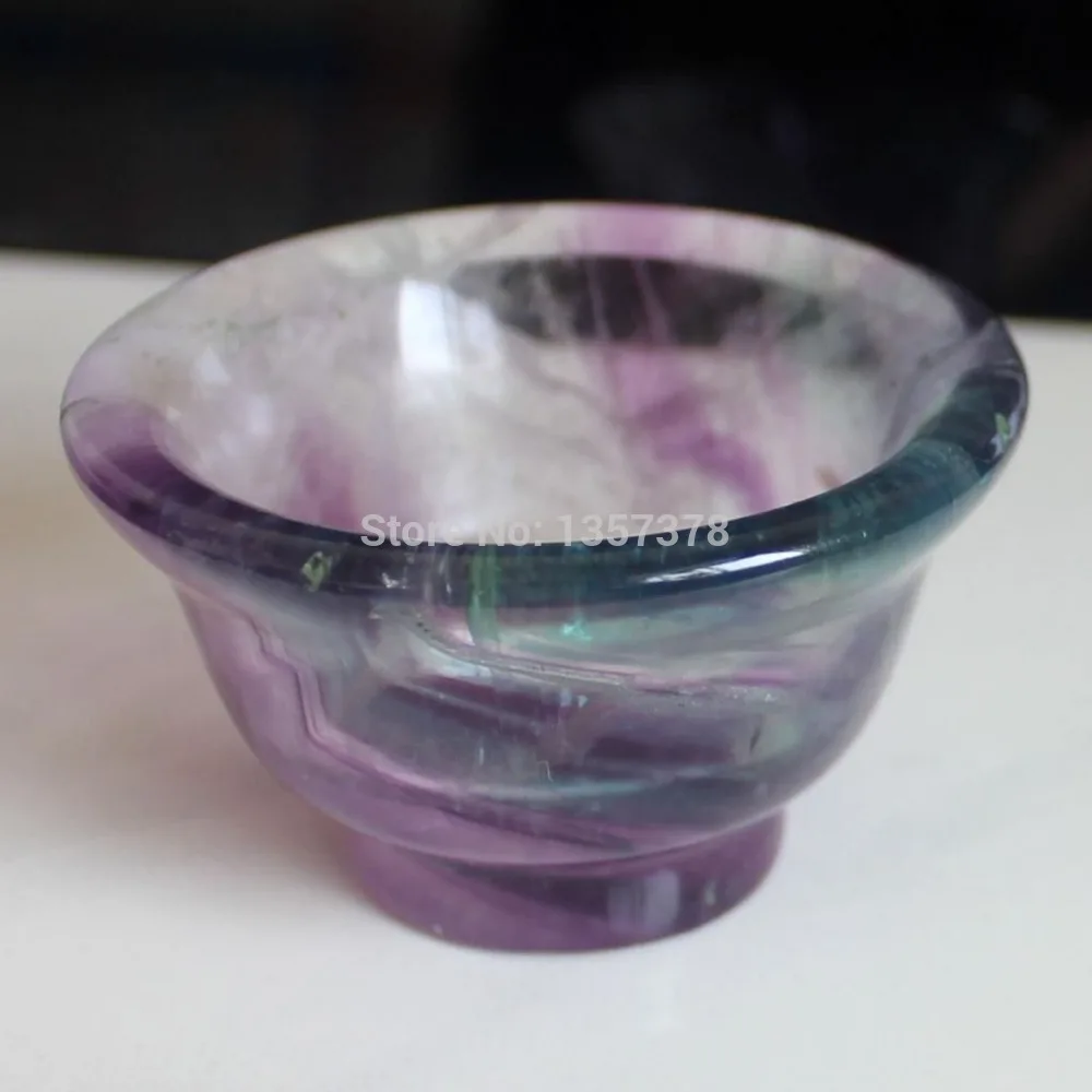 

huij 00143 Purple green fluorite crystal bowl & cup