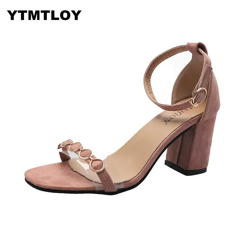 

Women Pumps Flock Fashion Square High Heel Pointed Toe Hollow Buckle Concise Retro Shallow Ladies Shoes Sexy Pumps 2019