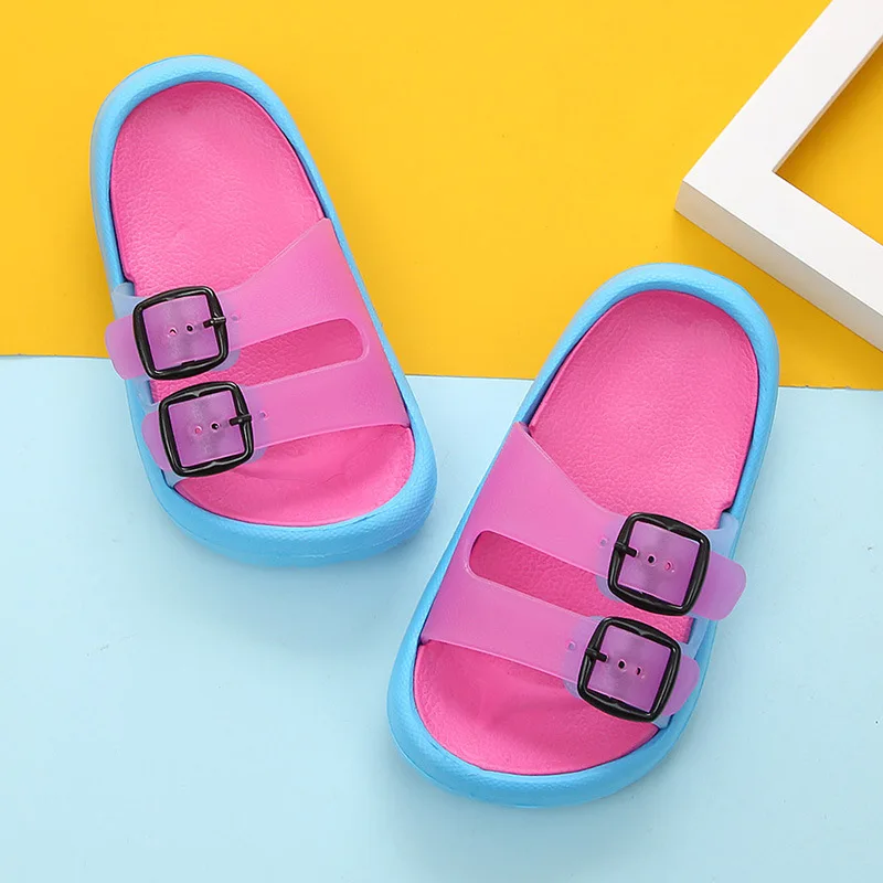 Новая летняя мультяшная детская обувь Cave мальчики девочки уличные тапочки дети пляжные вьетнамки дышащий светильник тапки для малыша - Цвет: Hot Pink