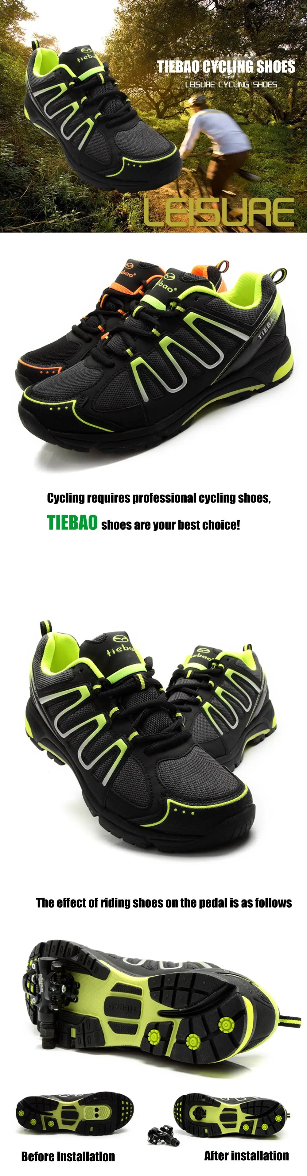 TIEBAO cycling shoes mtb sapatilha ciclismo men women breathable leisure cycling sneakers self-locking Athletic bike shoes