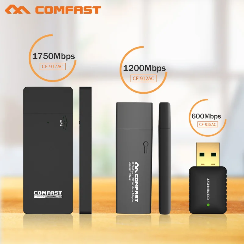 COMFAST 600 м/1200 м/1750 Мбит/с usb беспроводная сетевая карта 802.11AC двухдиапазонный 2,4 ГГц/5 ГГц USB беспроводной Wi-Fi адаптер и AC Wi-Fi ключ