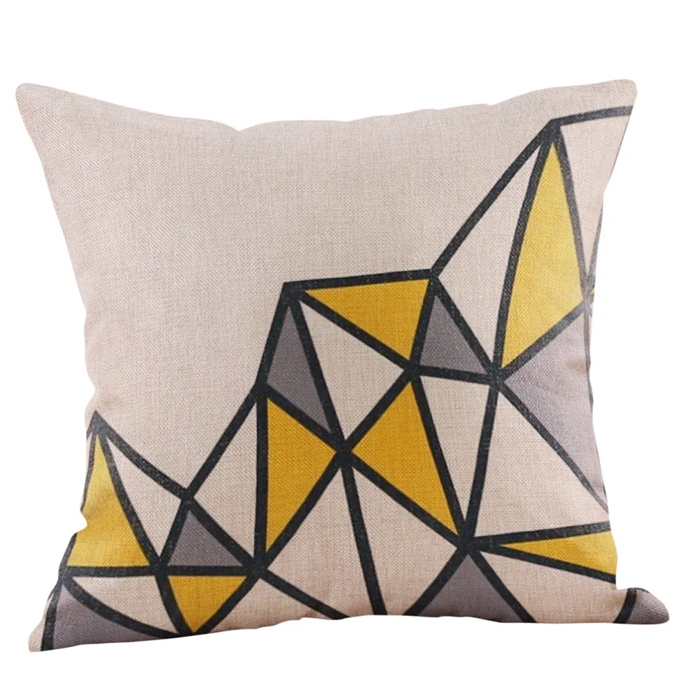 Decorative Pillow Case Mustard Yellow Geometric Fall Cushion Cover Home UK