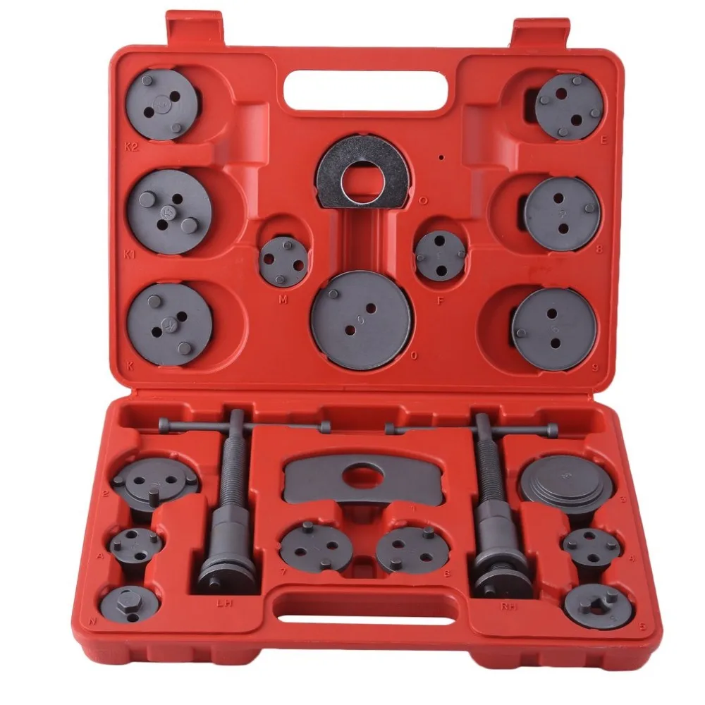 

Universal 22pcs Disc Brake Caliper Wind Back Kit For Brake Pad Replacement For Most Cars Garage Repair Tool With Carry Case