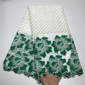 

High Quality African Swiss Voile Lace In Switzerland For Party With Stones 5Yards white green New Design African Laces Fabric