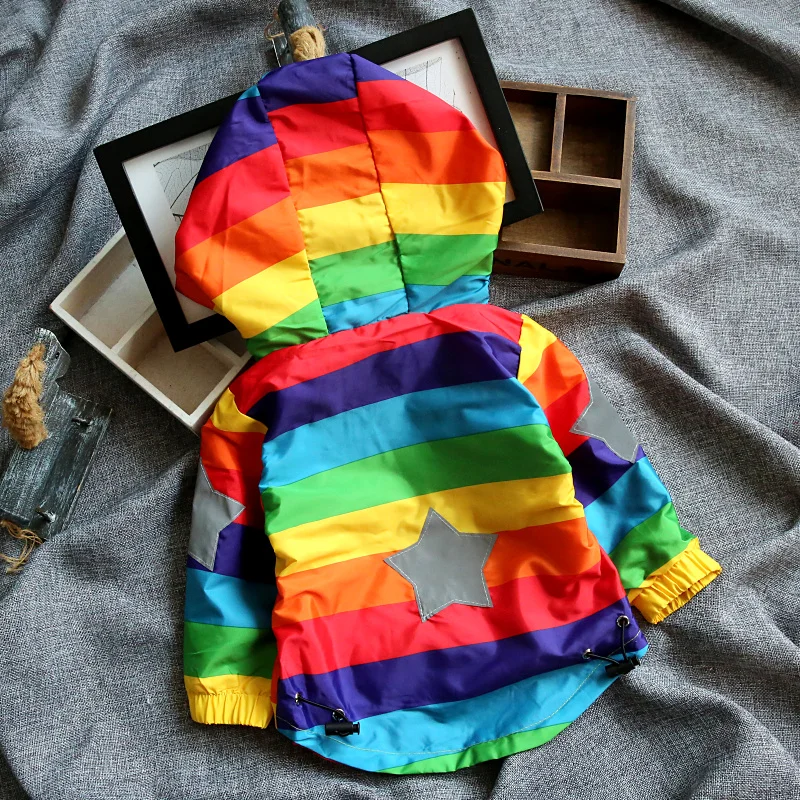 Finest  LILIGIRL Boys Girls Rainbow Coat Hooded Sun Water Proof Children's Jacket for Spring Autumn Kids Cl