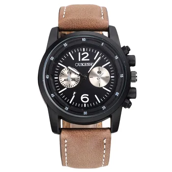 

Fashion Brand OUKESHI Men Quartz Watch Sports military Leather Wristwatches waterproof Clock Luminous Dress Relogio Masculino