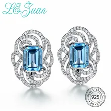 L& zuan первоклассные натуральные серьги с топазами Skyblue для женщин из стерлингового серебра 925 пробы Серьги из синего камня ювелирные украшения подарок